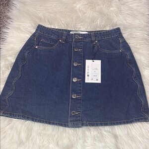 NWT Vero Moda Blue Denim Button Up Front Skirt Size XS